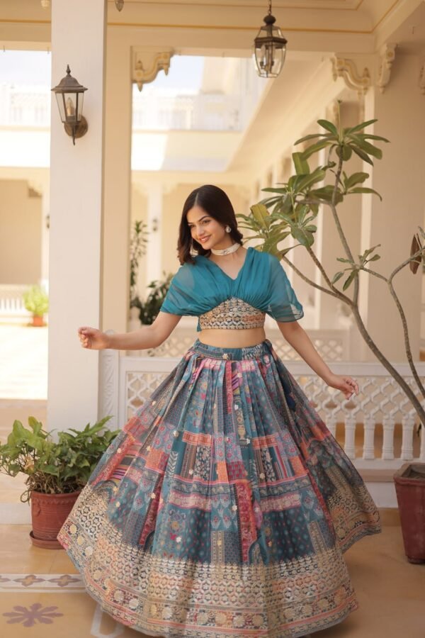 KA-5032TURKISH_1.jpg Luxurious Turkish Russian Silk with Digital Print Lehenga with Designer Blouse