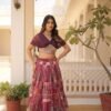 KA-5032WINE_4.jpg Luxurious Wine Russian Silk with Digital Print Lehenga with Designer Blouse