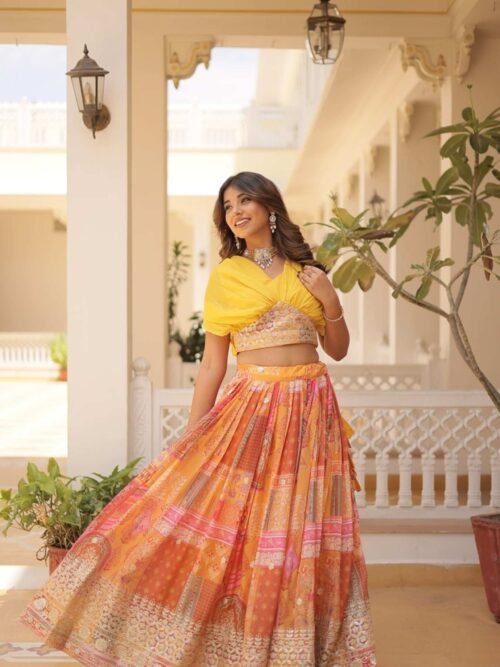 KA-5032YELLOW_6.jpg Suratikart Yellow Silk Lehenga with Designer Blouse