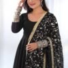 Timeless Black Georgette Gown Ensemble Luxurious Embellishments