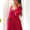 Vibrant Rani Pink Georgette Laheriya Print Anarkali Suit with Dupatta