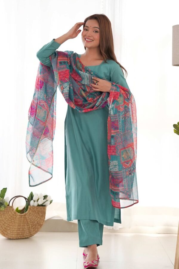 KB-269SEAGREEN_2.jpg Sea Green Viscose Straight Kurta Set for Office Wear