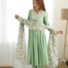 KB-275PISTA_1.jpg Pista Color Nyra Cut Kurta Suit with Floral Tabby Organza Dupatta