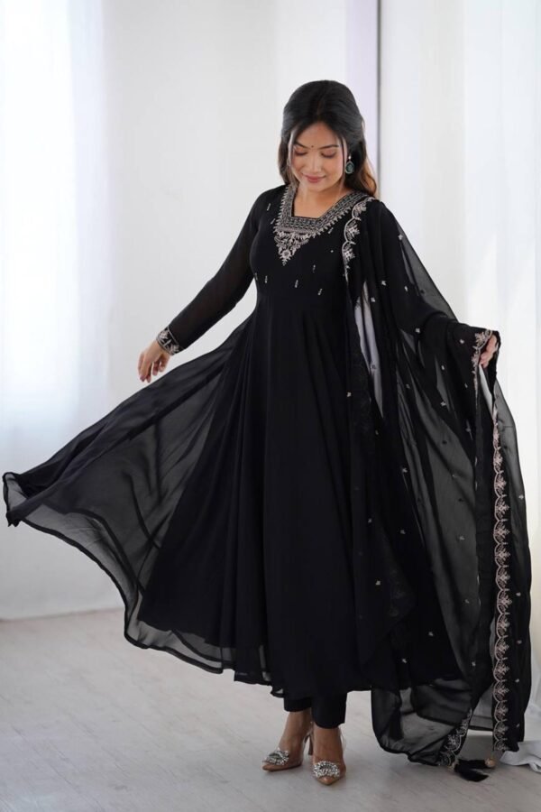 KB-283BLACK_1.jpg Black Georgette Embroidered Anarkali Suit Set