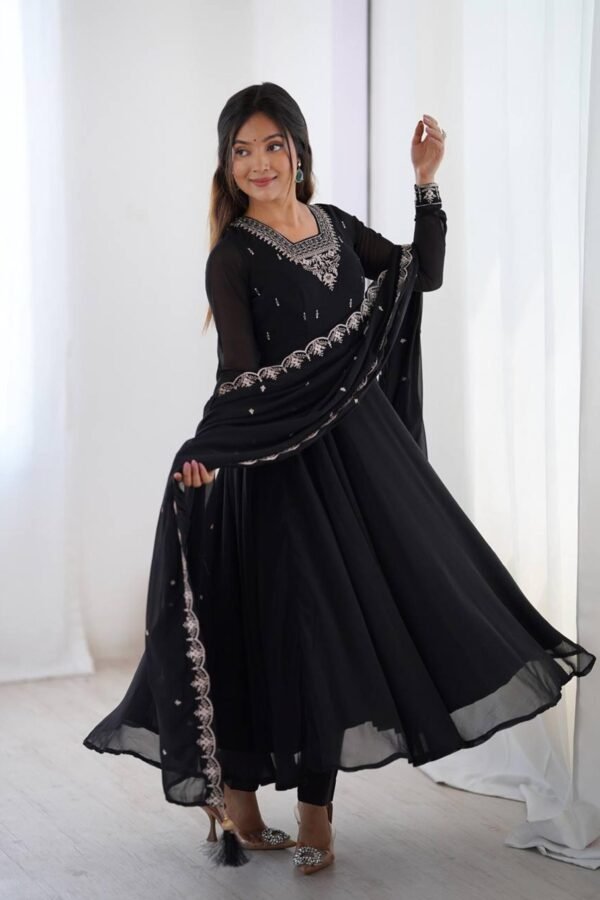 KB-283BLACK_2.jpg Black Georgette Embroidered Anarkali Suit Set