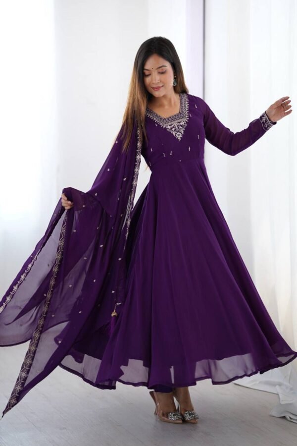 KB-283PURPLE_1.jpg Purple Georgette Embroidered Anarkali Suit Set