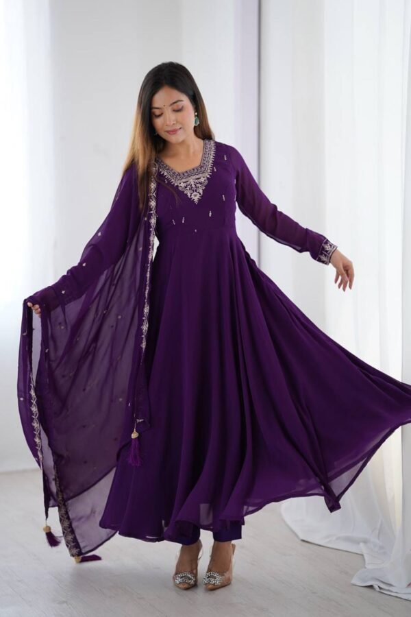 KB-283PURPLE_2.jpg Purple Georgette Embroidered Anarkali Suit Set