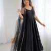 KB-285BLACK_1.jpg Black Color Sleeveless Roman Silk Chanderi Anarkali Suit