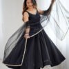 KB-285BLACK_3.jpg Black Color Sleeveless Roman Silk Chanderi Anarkali Suit