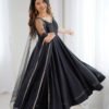 KB-285BLACK_4.jpg Black Color Sleeveless Roman Silk Chanderi Anarkali Suit