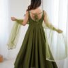 Mehndi Green Roman Silk Anarkali Suit Set