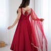 Maroon Roman Silk Anarkali Suit Set