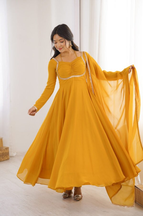 KB-291YELLOW_3.jpg Sunshine Yellow Fancy Anarkali Gown