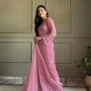 KB-297PINK_1.jpg Pink Crunchy Silk Farshi Salwar Suit with Swarovski Work