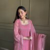 KB-297PINK_2.jpg Pink Crunchy Silk Farshi Salwar Suit with Swarovski Work