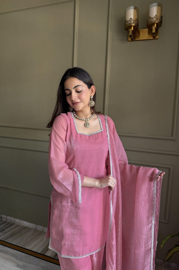 KB-297PINK_2.jpg Pink Crunchy Silk Farshi Salwar Suit with Swarovski Work
