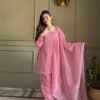 KB-297PINK_4.jpg Pink Crunchy Silk Farshi Salwar Suit with Swarovski Work