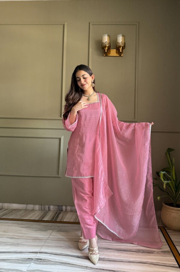 KB-297PINK_4.jpg Pink Crunchy Silk Farshi Salwar Suit with Swarovski Work