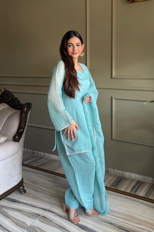 KB-297TEAL_1.jpg Cute Teal Crunchy Silk Farshi Salwar Suit