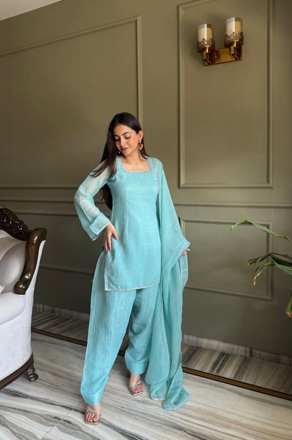 KB-297TEAL_2.jpg Cute Teal Crunchy Silk Farshi Salwar Suit