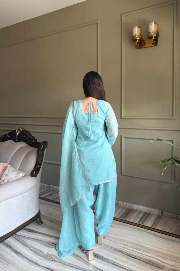 KB-297TEAL_3.jpg Cute Teal Crunchy Silk Farshi Salwar Suit
