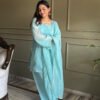 KB-297TEAL_4.jpg Cute Teal Crunchy Silk Farshi Salwar Suit