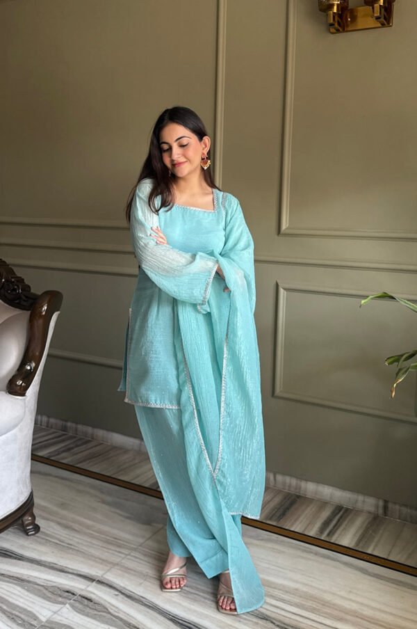 KB-297TEAL_4.jpg Cute Teal Crunchy Silk Farshi Salwar Suit