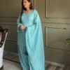 KB-297TEAL_5.jpg Cute Teal Crunchy Silk Farshi Salwar Suit