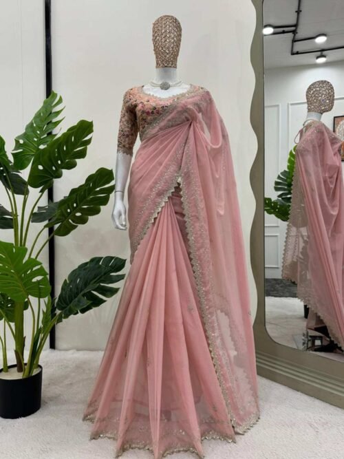 KD-497pink_3_33d655f3-47bb-4292-b33e-e34cf1c2639e.jpg Pink Color Beautiful Designer Saree on Tibby Silk Fabric