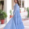 LW-9280_1.jpg Vista Blue Georgette Designer Gown
