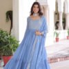 LW-9280_2.jpg Vista Blue Georgette Designer Gown