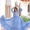 LW-9280_3.jpg Vista Blue Georgette Designer Gown