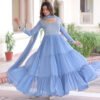 LW-9280_4.jpg Vista Blue Georgette Designer Gown
