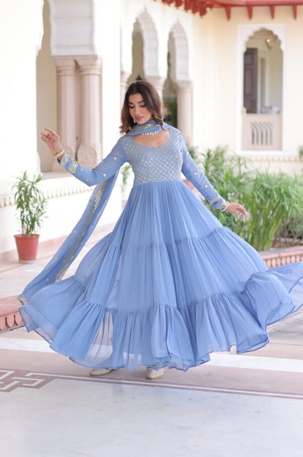 LW-9280_4.jpg Vista Blue Georgette Designer Gown