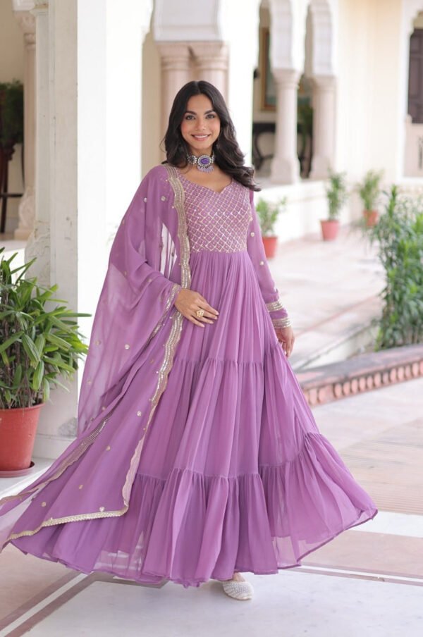 LW-9280_8.jpg Onion Color Georgette Designer Gown