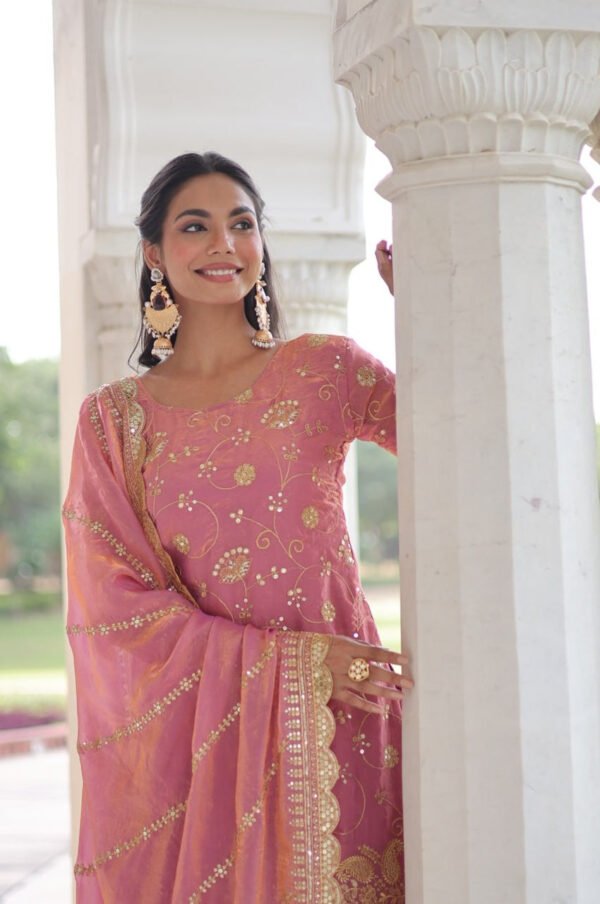 LW-9300_6.jpg Charm Pink Color Fendy Silk Sharara Set