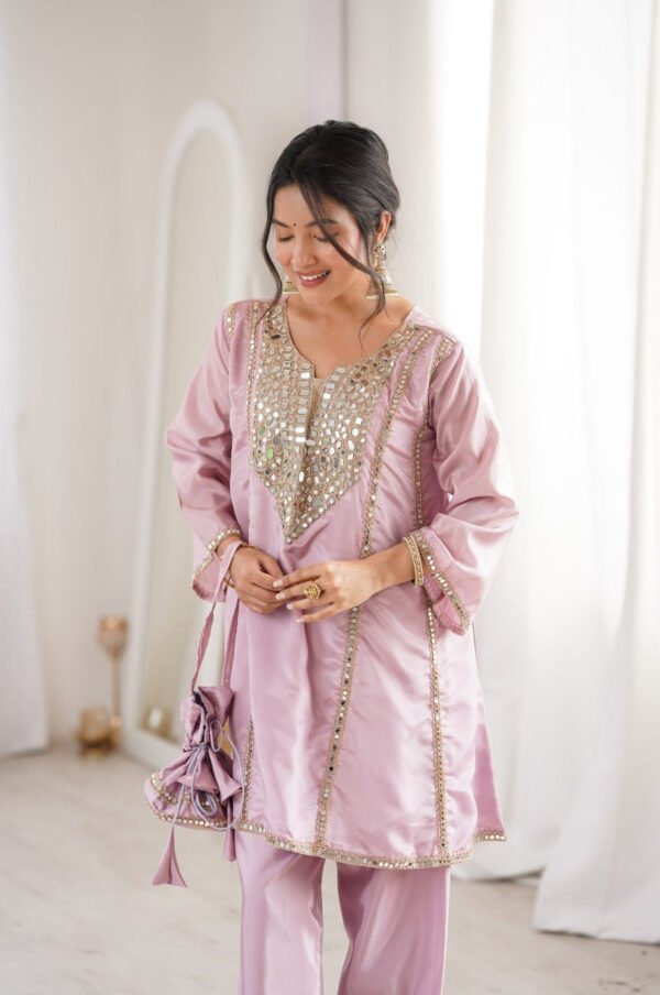 LW-9326_11.jpg Premium Metallic Pink Real Mirror Work Suit Set in HO Fabric