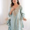 LW-9326_3.jpg Premium Misty Blue Real Mirror Work Suit Set in HO Fabric