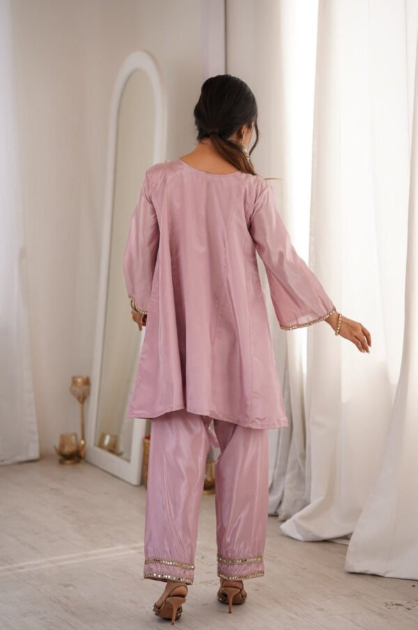 LW-9326_7.jpg Premium Metallic Pink Real Mirror Work Suit Set in HO Fabric