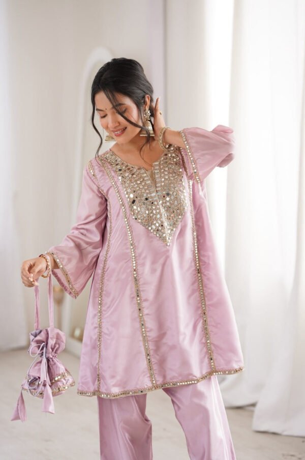 LW-9326_8.jpg Premium Metallic Pink Real Mirror Work Suit Set in HO Fabric