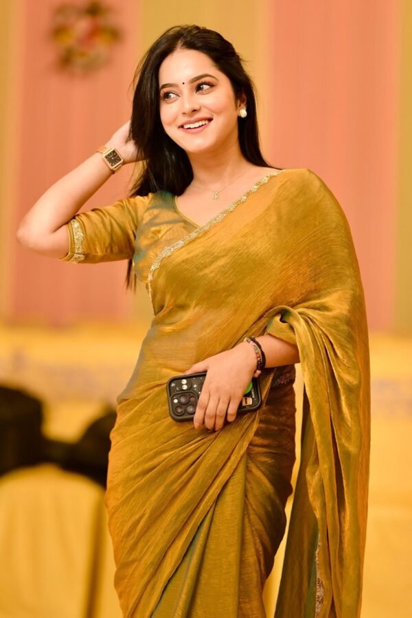 MM-246golden_2.jpg Luxurious Two-Tone Fendy Chiffon Saree