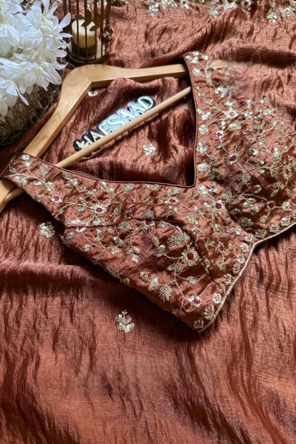NC-5461RUST_1.jpg Rust Copper Fendy Chiffon Saree