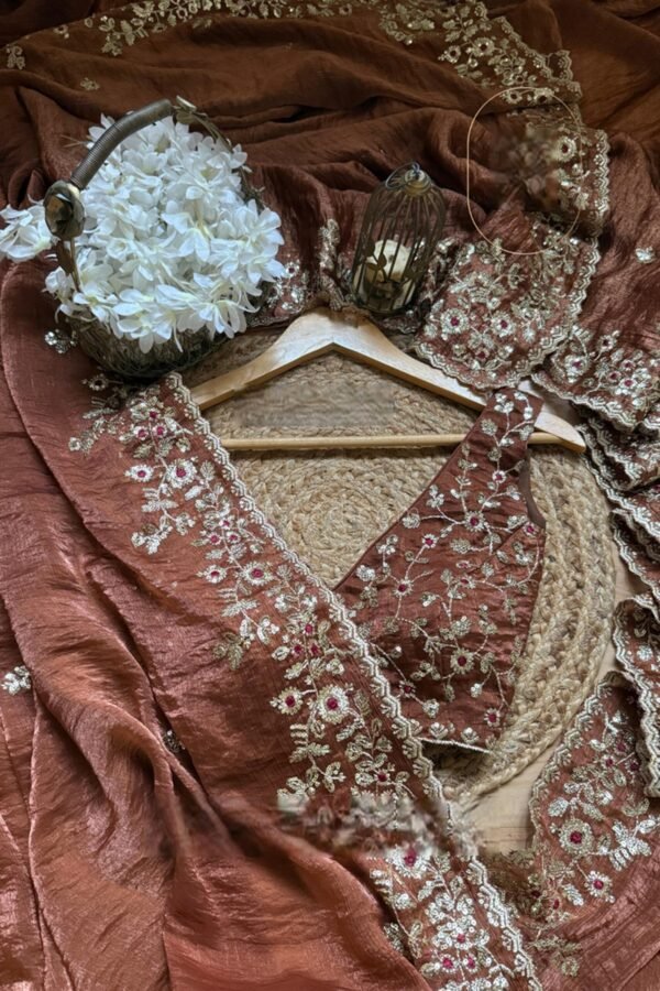 NC-5461RUST_2.jpg Rust Copper Fendy Chiffon Saree