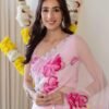 NC-RUFFLE_2.jpg Light Pink Floral Print Georgette Ruffle Saree with Stitched Blouse