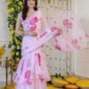 NC-RUFFLE_5.jpg Light Pink Floral Print Georgette Ruffle Saree with Stitched Blouse
