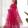 NKB-25BEETRED_5.jpg Rani Pink Flower Print Organza Silk Anarkali Suit Set