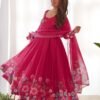 NKB-25BEETRED_6.jpg Rani Pink Flower Print Organza Silk Anarkali Suit Set