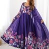 NKB-25PURPLE_3.jpg Royal Purple Organza Silk Anarkali Suit Set