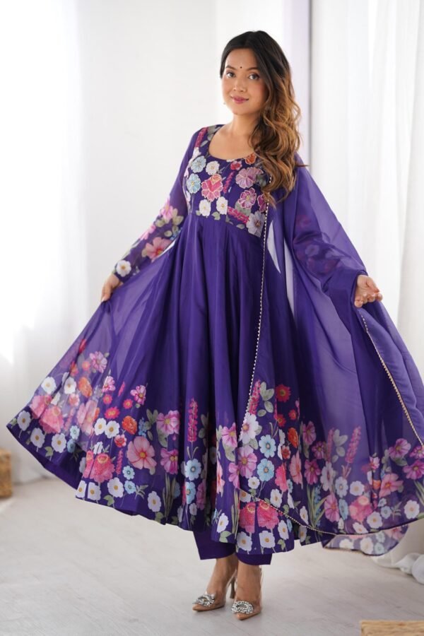 NKB-25PURPLE_3.jpg Royal Purple Organza Silk Anarkali Suit Set