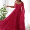 NKB-31PINK_3.jpg Flaunt Your Style with our Ready-to-Wear Pink Bandhej Print Chiffon Gown